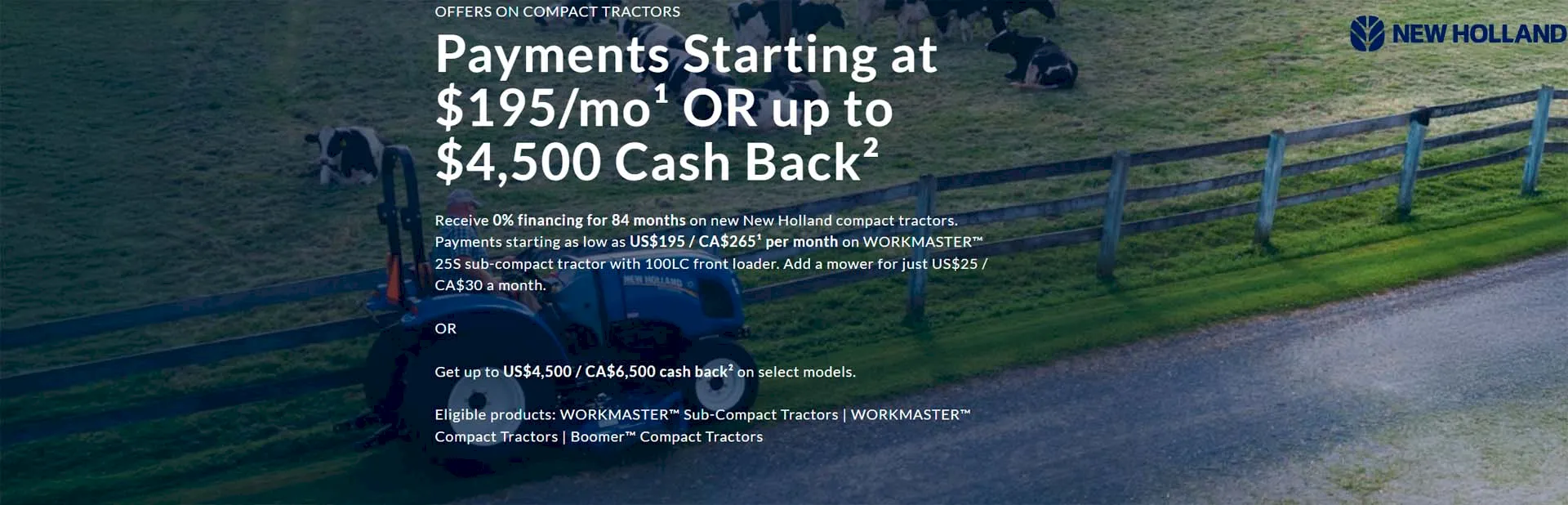You are currently viewing Payments starting at $195/mo OR up to $4,500 Cash Back – Agricultural Tractors
